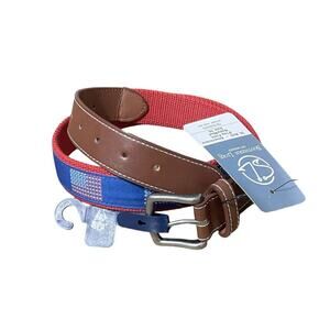 NWT Southern Lure Americana Flag Fish Needlepoint Belt Canvas Size 36 Men